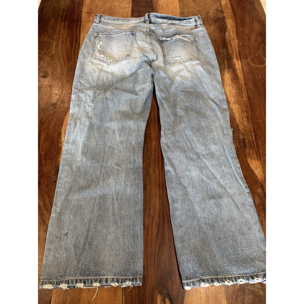 KanCan high rise wide leg jeans distressed button fly Womens' Size 15 = 35Wx28